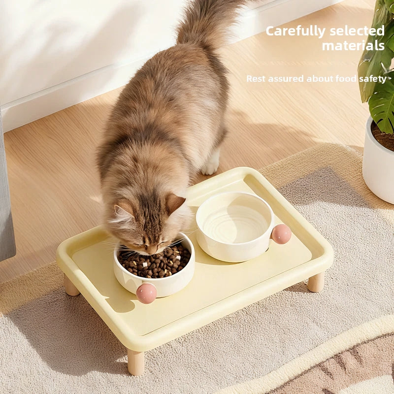 Ceramic Cat Bowl Set with Height Stand