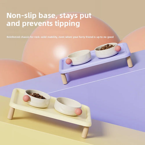Ceramic Cat Bowl Set with Height Stand