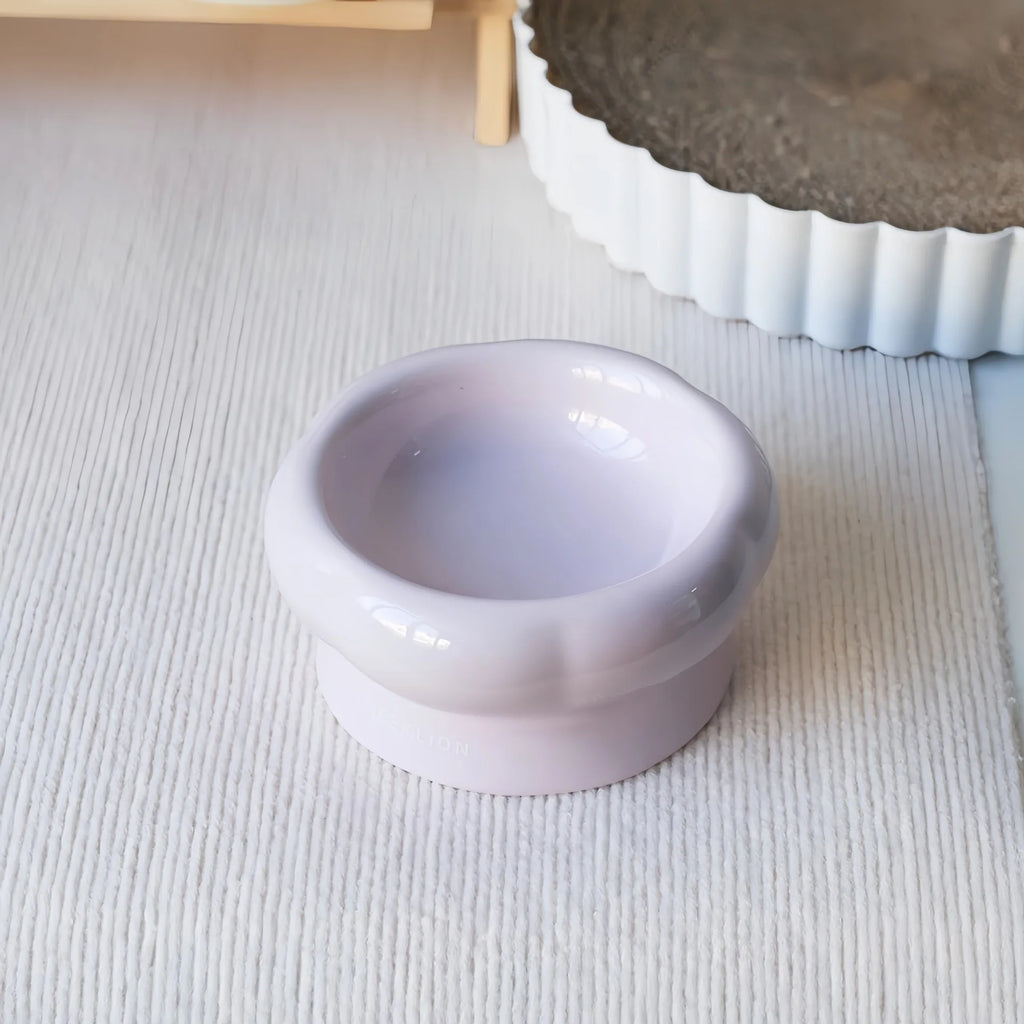Elevated Ceramic Pet Bowl - Tilted Wide Opening Dog & Cat Bowl for Neck Protection