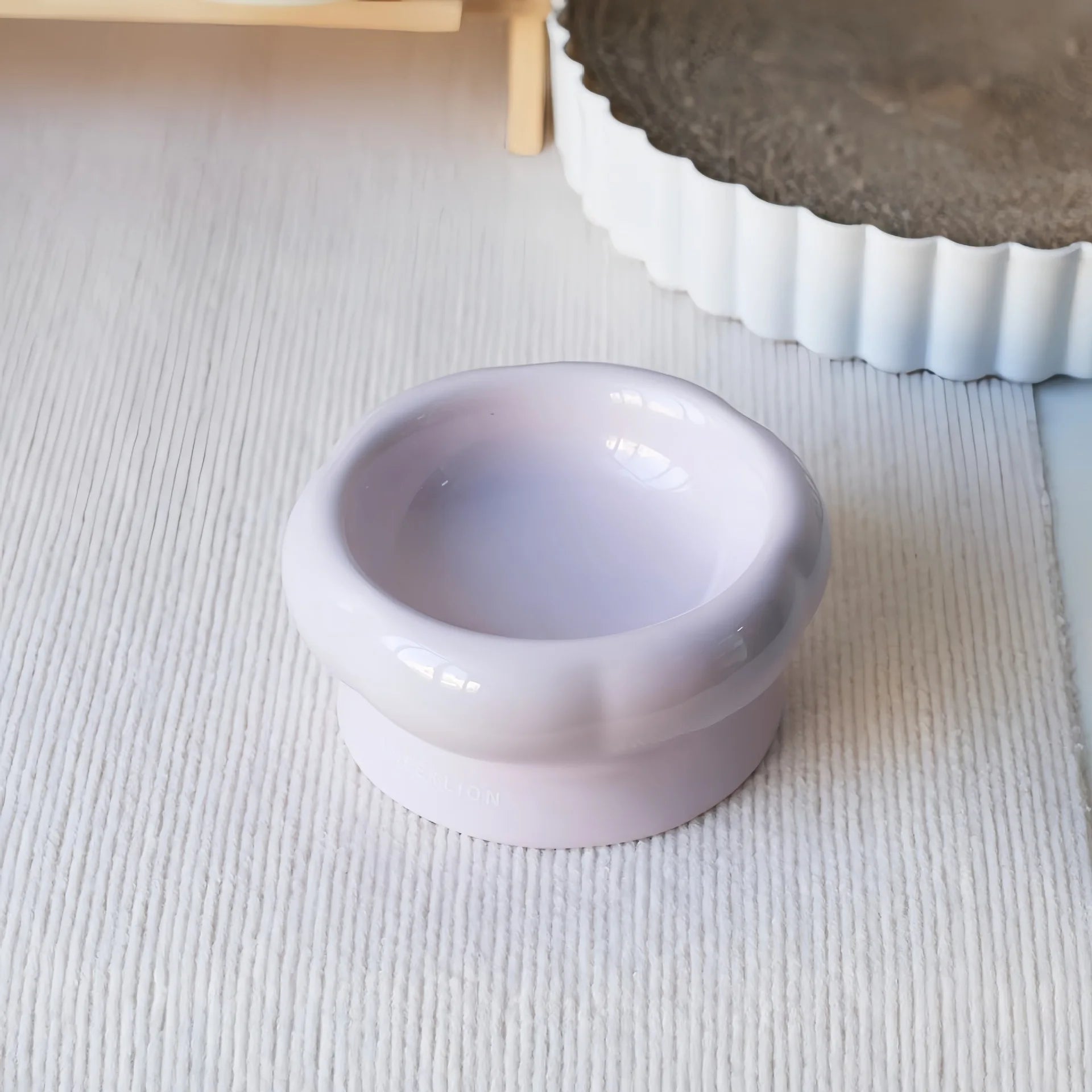 Elevated Ceramic Pet Bowl - Tilted Wide Opening Dog & Cat Bowl for Neck Protection