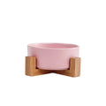 Elevated Ceramic Cat & Dog Bowl with Wooden Frame - 15° Tilted Ergonomic Neck Guard Pet Feeder