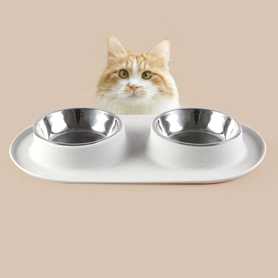 Portable Silicone & Stainless Steel Pet Double Bowl - Foldable Travel Feeder for Dogs and Cats