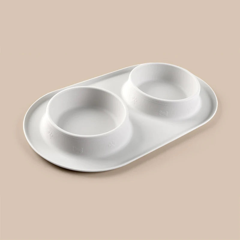 Portable Silicone & Stainless Steel Pet Double Bowl - Foldable Travel Feeder for Dogs and Cats