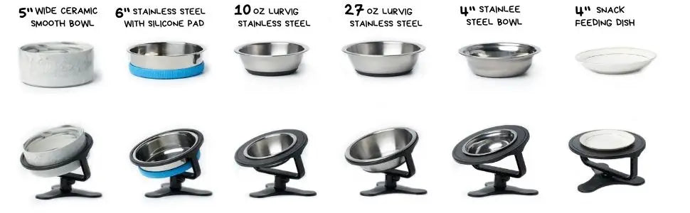 Adjustable Raised Pet Bowl - Tilted Black Dog & Cat Feeder with Elevated Stand