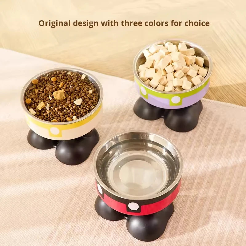 Fine Era Large Capacity Stainless Steel Pet Bowl - 15° Raised Neck Protection Feeder for Dogs & Cats