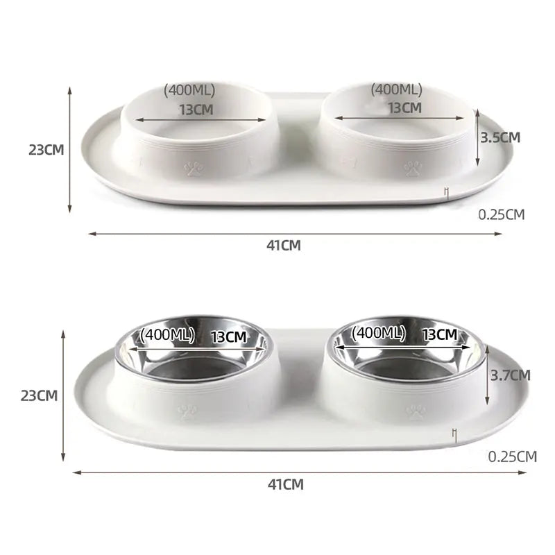 Portable Silicone & Stainless Steel Pet Double Bowl - Foldable Travel Feeder for Dogs and Cats