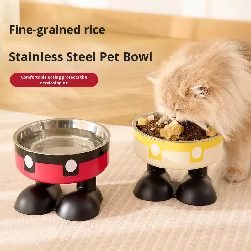 Fine Era Large Capacity Stainless Steel Pet Bowl - 15° Raised Neck Protection Feeder for Dogs & Cats