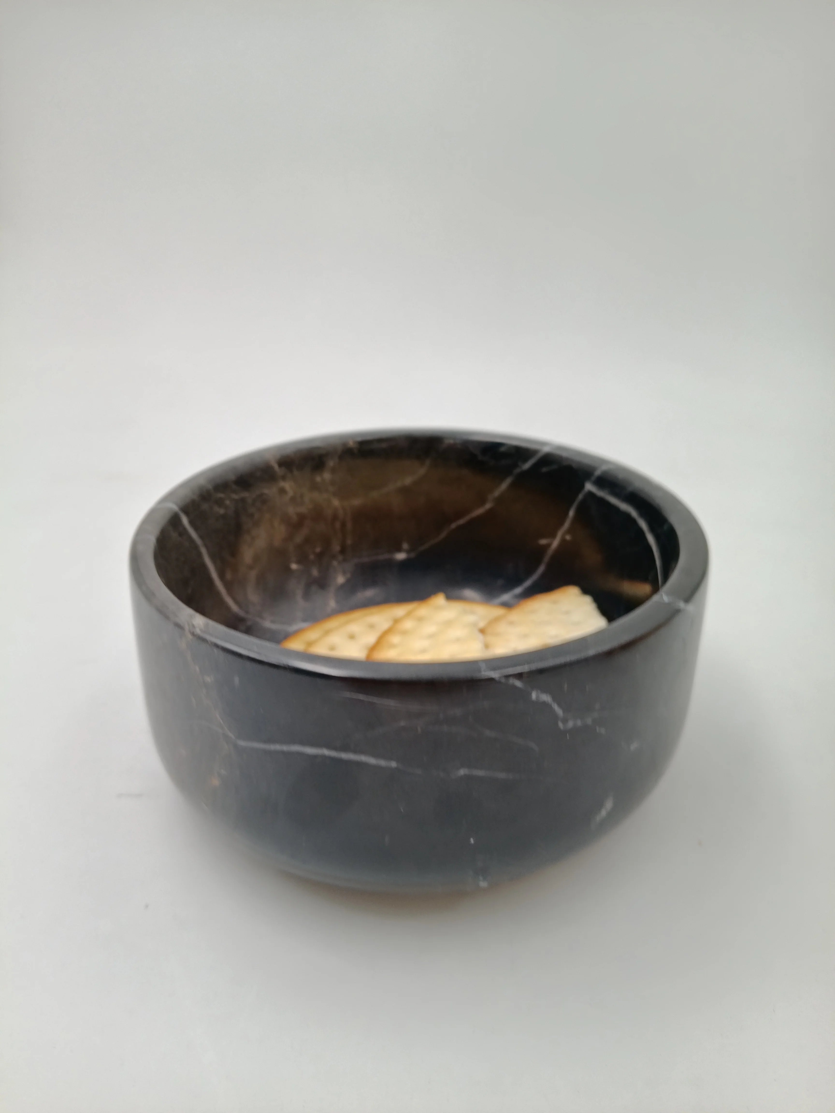 Polished Carrara White Marble Pet Bowl - Natural Onyx Stone Feeder for Dogs & Cats