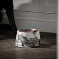 Polished Carrara White Marble Pet Bowl - Natural Onyx Stone Feeder for Dogs & Cats