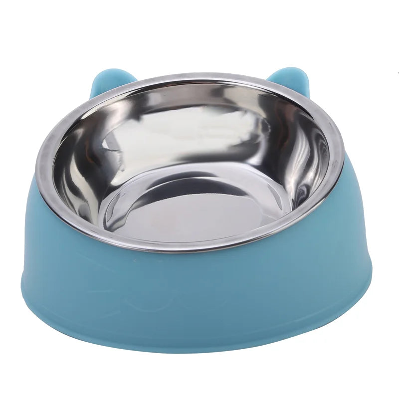 15° Raised Cat & Dog Bowl - 100ml Ergonomic Neck Guard Pet Feeder with Non-Slip Base