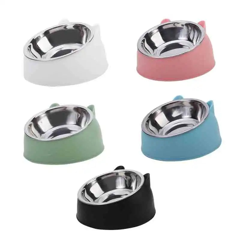 15° Raised Cat & Dog Bowl - 100ml Ergonomic Neck Guard Pet Feeder with Non-Slip Base