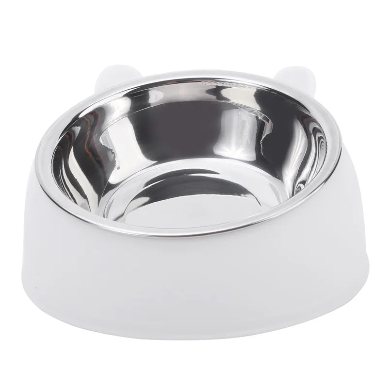 15° Raised Cat & Dog Bowl - 100ml Ergonomic Neck Guard Pet Feeder with Non-Slip Base