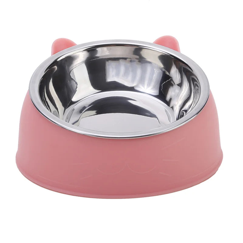 15° Raised Cat & Dog Bowl - 100ml Ergonomic Neck Guard Pet Feeder with Non-Slip Base