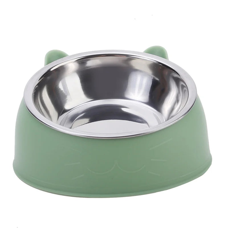 15° Raised Cat & Dog Bowl - 100ml Ergonomic Neck Guard Pet Feeder with Non-Slip Base