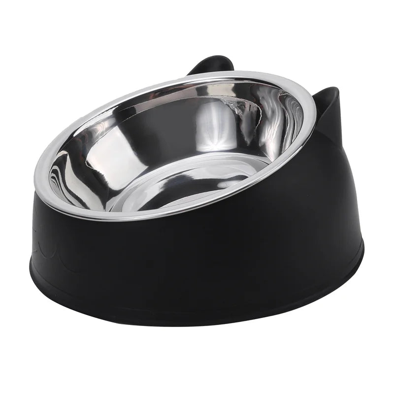 15° Raised Cat & Dog Bowl - 100ml Ergonomic Neck Guard Pet Feeder with Non-Slip Base